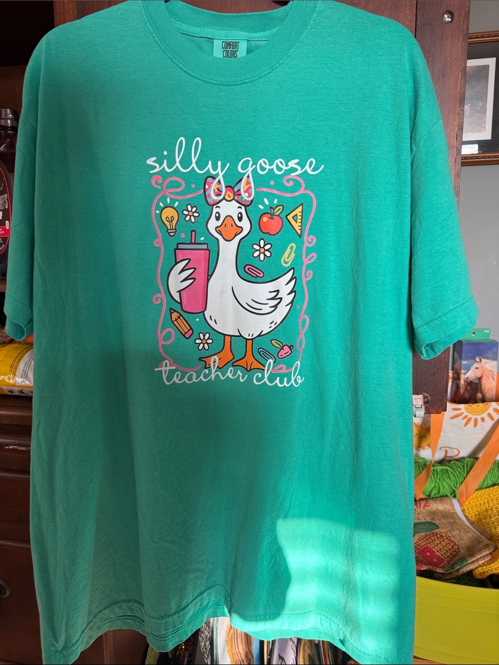 Comfort Colors Teal Adult 'Silly Goose' Graphic Tee